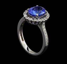 2.27 ctw Tanzanite and Diamond Ring - 14KT White Gold