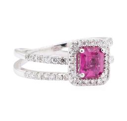 1.76 ctw Pink Sapphire And Diamond Ring - 14KT White Gold