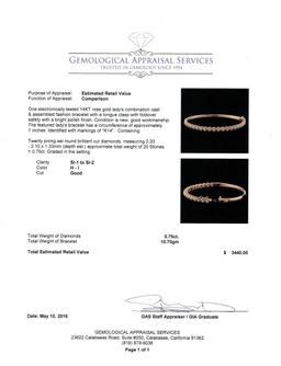 0.75 ctw Diamond Bracelet - 14KT Rose Gold
