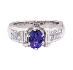 2.29 ctw Blue Sapphire And Diamond Ring - Platinum