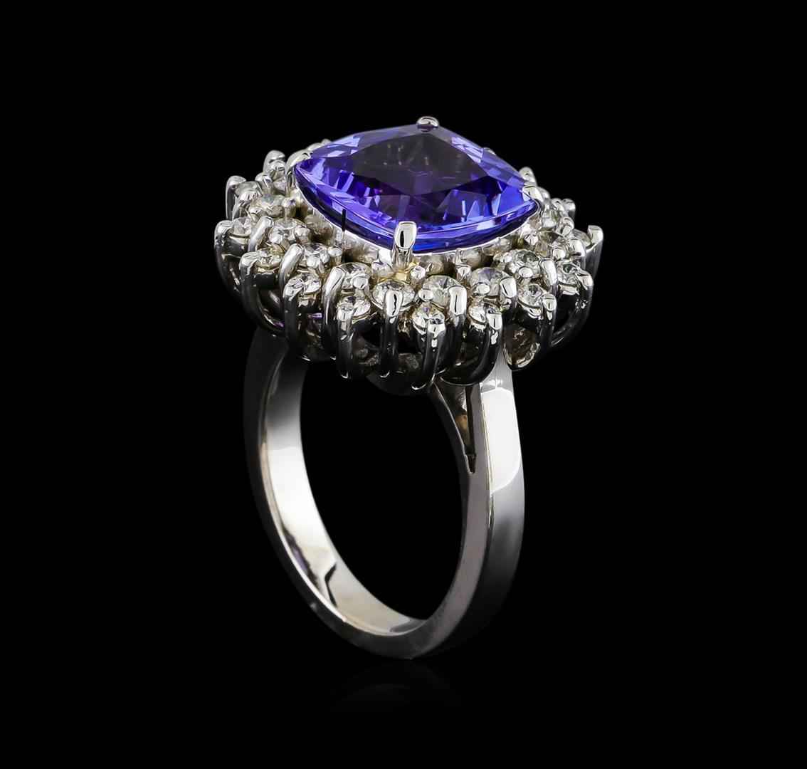 5.63 ctw Tanzanite and Diamond Ring - 14KT White Gold