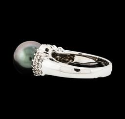 Pearl and Diamond Ring - 14KT White Gold