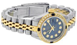 Rolex Ladies 2 Tone Blue Diamond & Sapphire Datejust Wristwatch