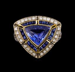 3.06 ctw Sapphire and Diamond Ring - 18KT Yellow Gold