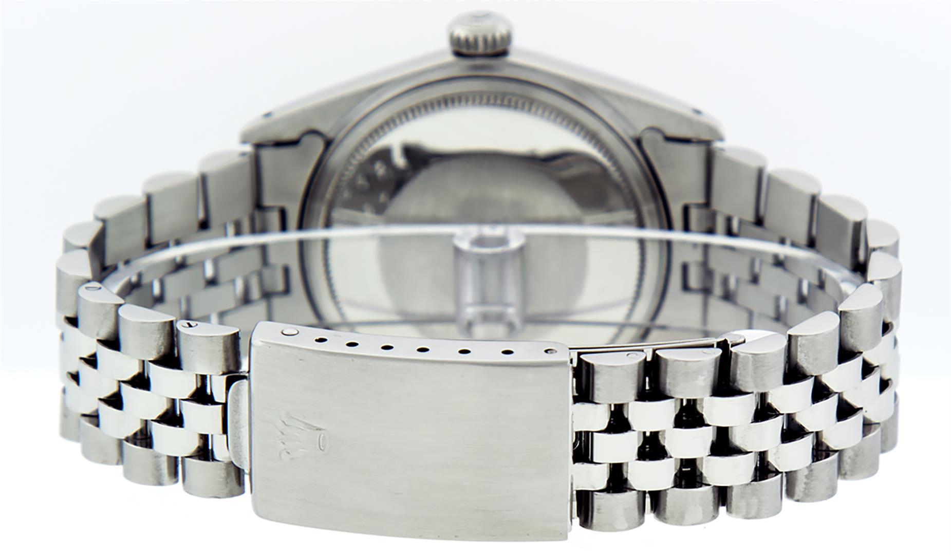 Rolex Mens Stainless Steel Purple Diamond 36MM Datejust Wristwatch