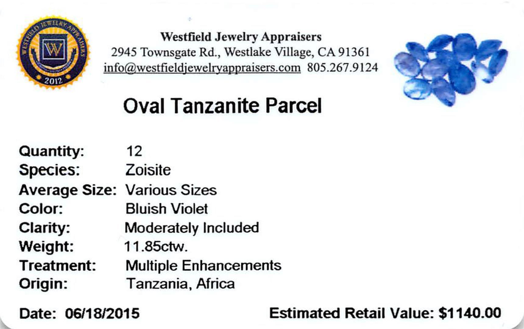 11.85 ctw Oval Mixed Tanzanite Parcel