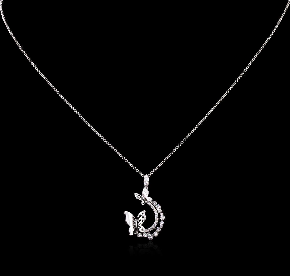 0.61 ctw Diamond Pendant With Chain - 14KT White Gold