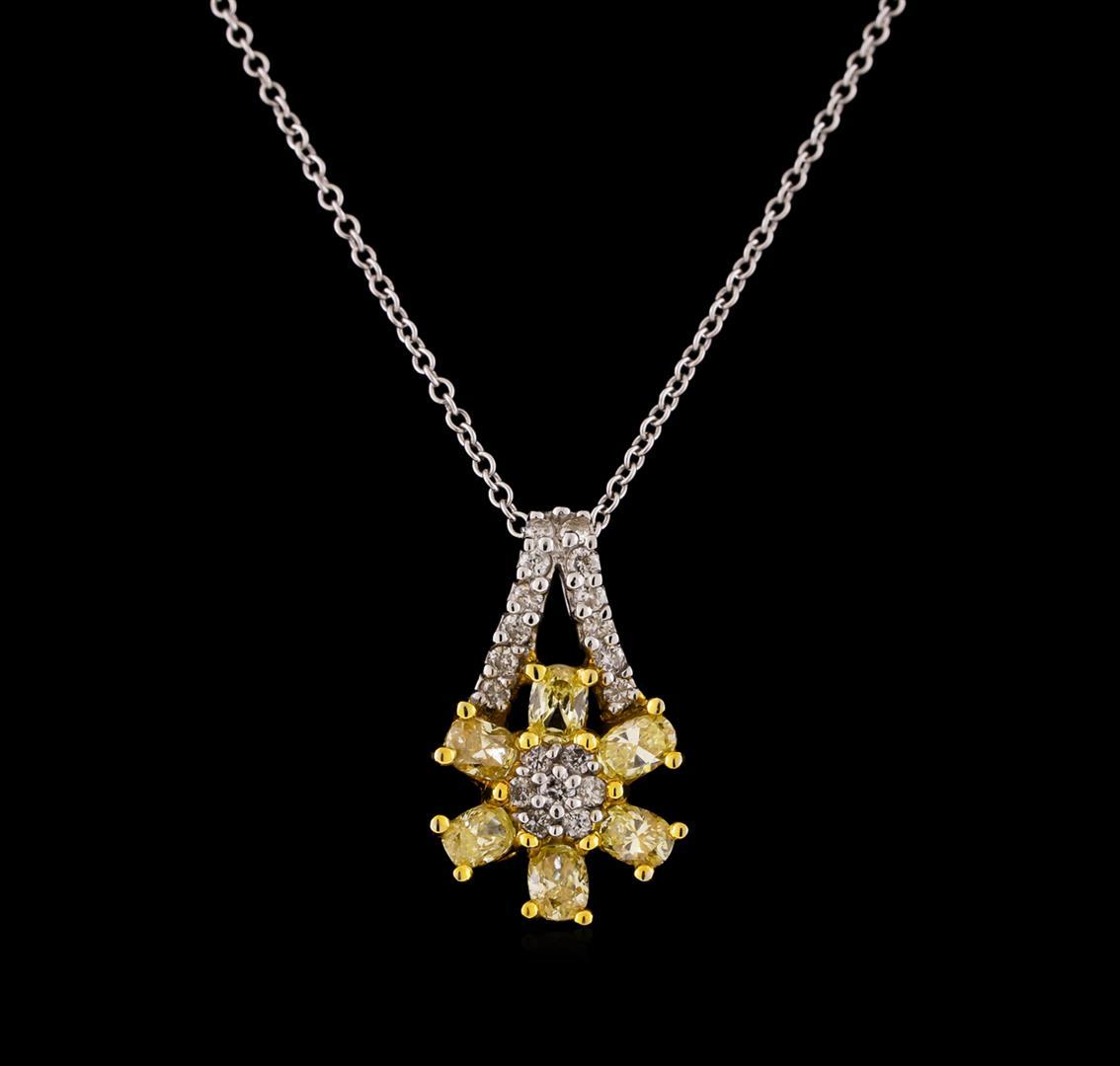 0.85 ctw Diamond Pendant With Chain - 18KT Two-Tone Gold