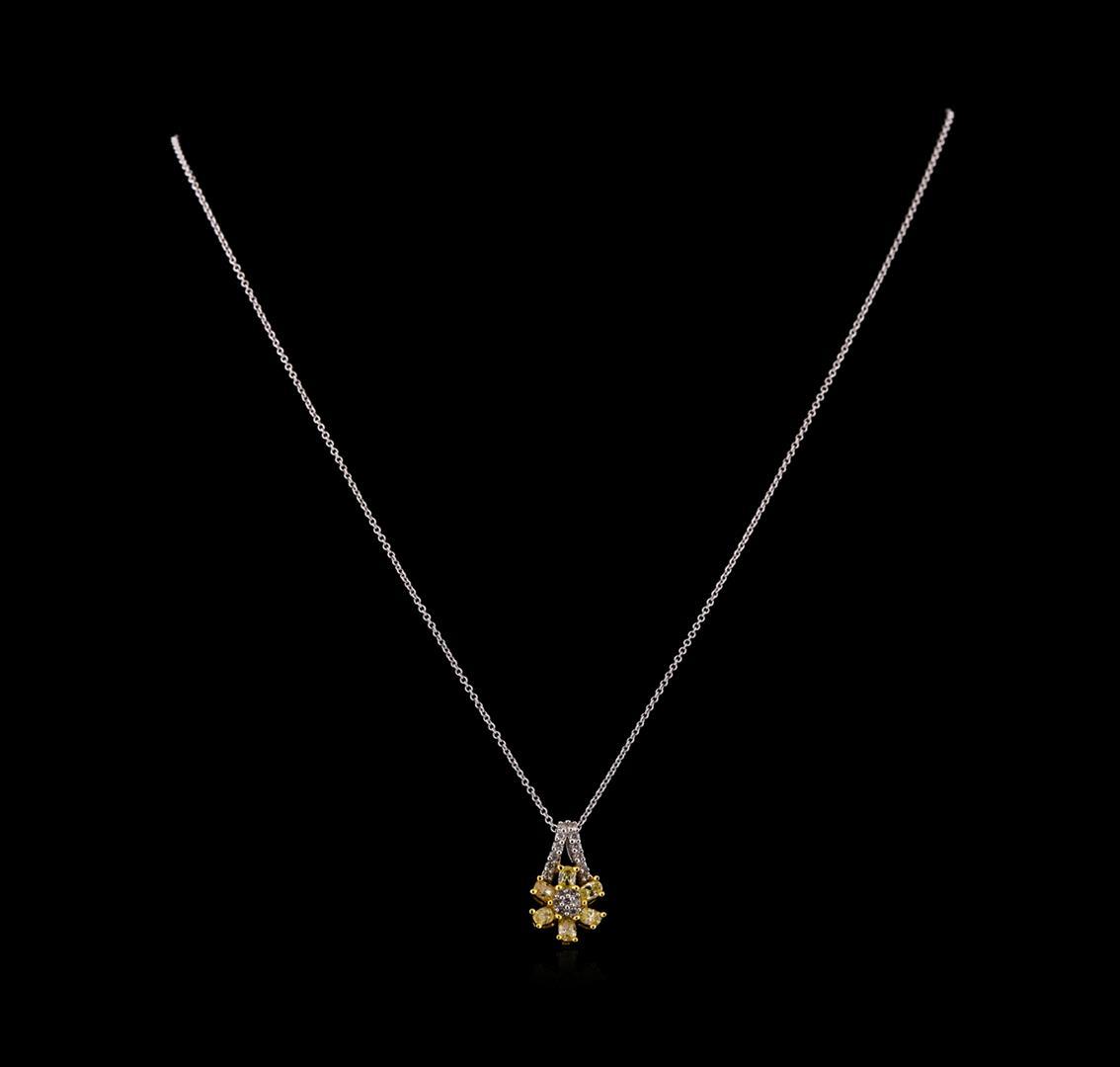 0.85 ctw Diamond Pendant With Chain - 18KT Two-Tone Gold