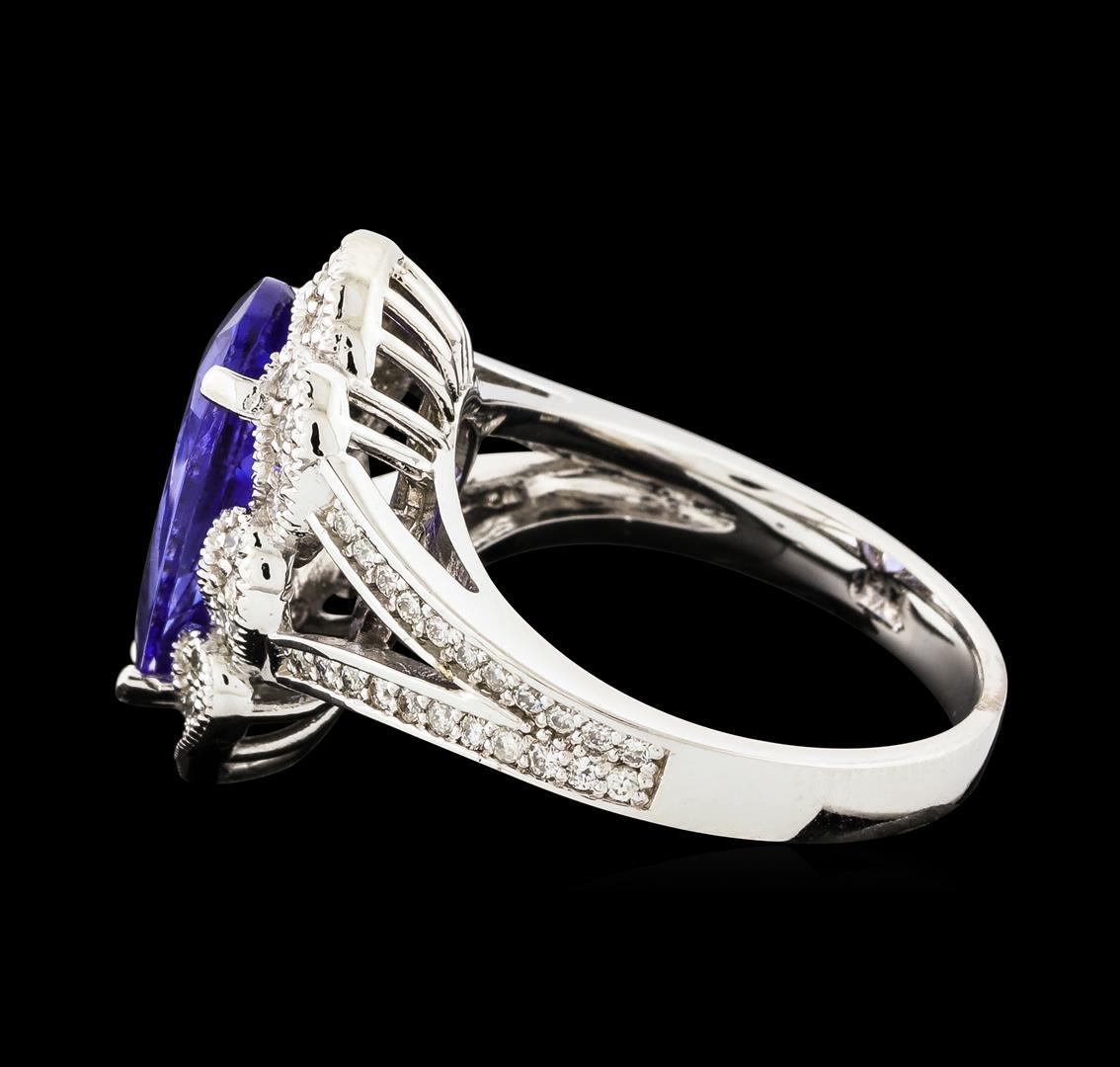 3.40 ctw Tanzanite and Diamond Ring - 14KT White Gold