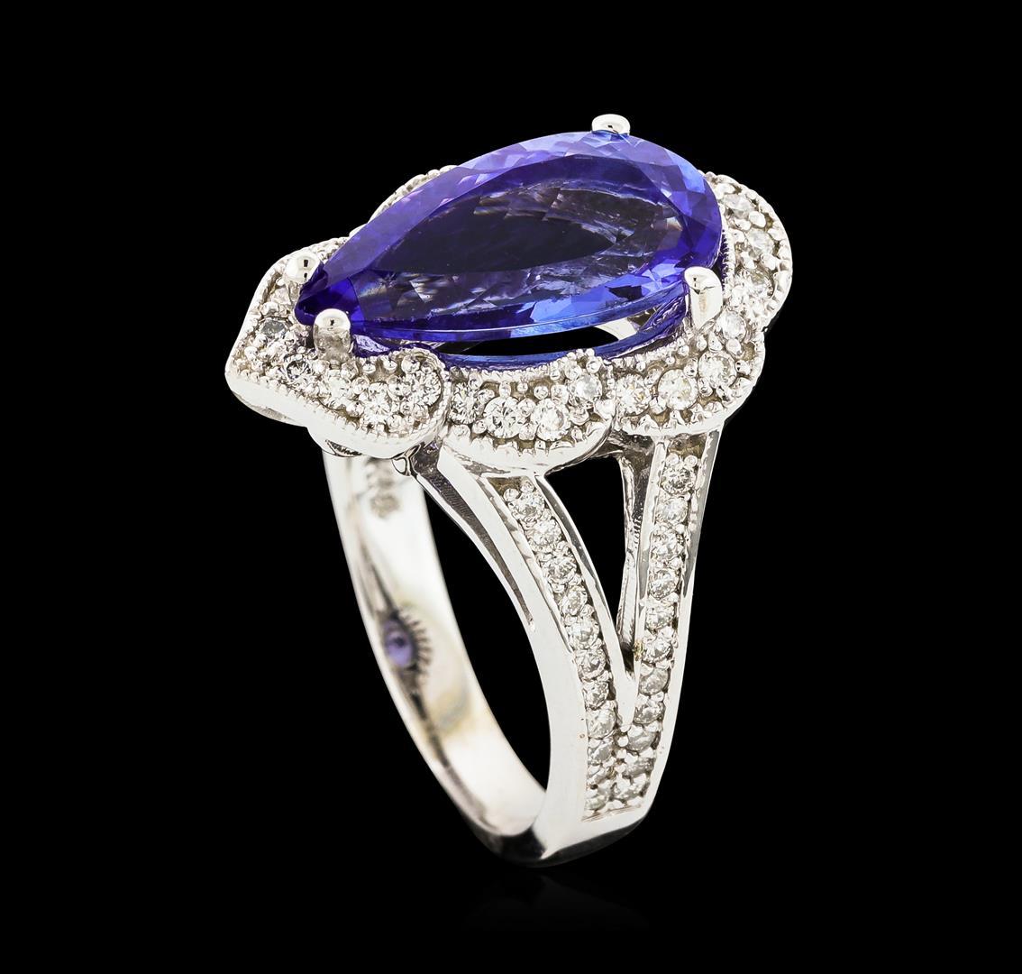 3.40 ctw Tanzanite and Diamond Ring - 14KT White Gold