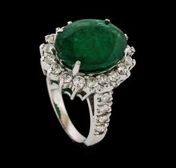 6.78 ctw Emerald and Diamond Ring - 14KT White Gold