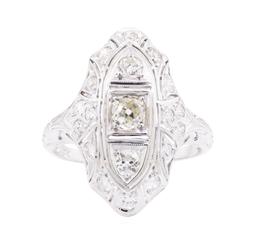 0.95 ctw Diamond Vintage Ring - 18KT White Gold