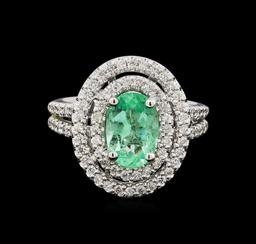 1.50 ctw Emerald and Diamond Ring - 14KT White Gold