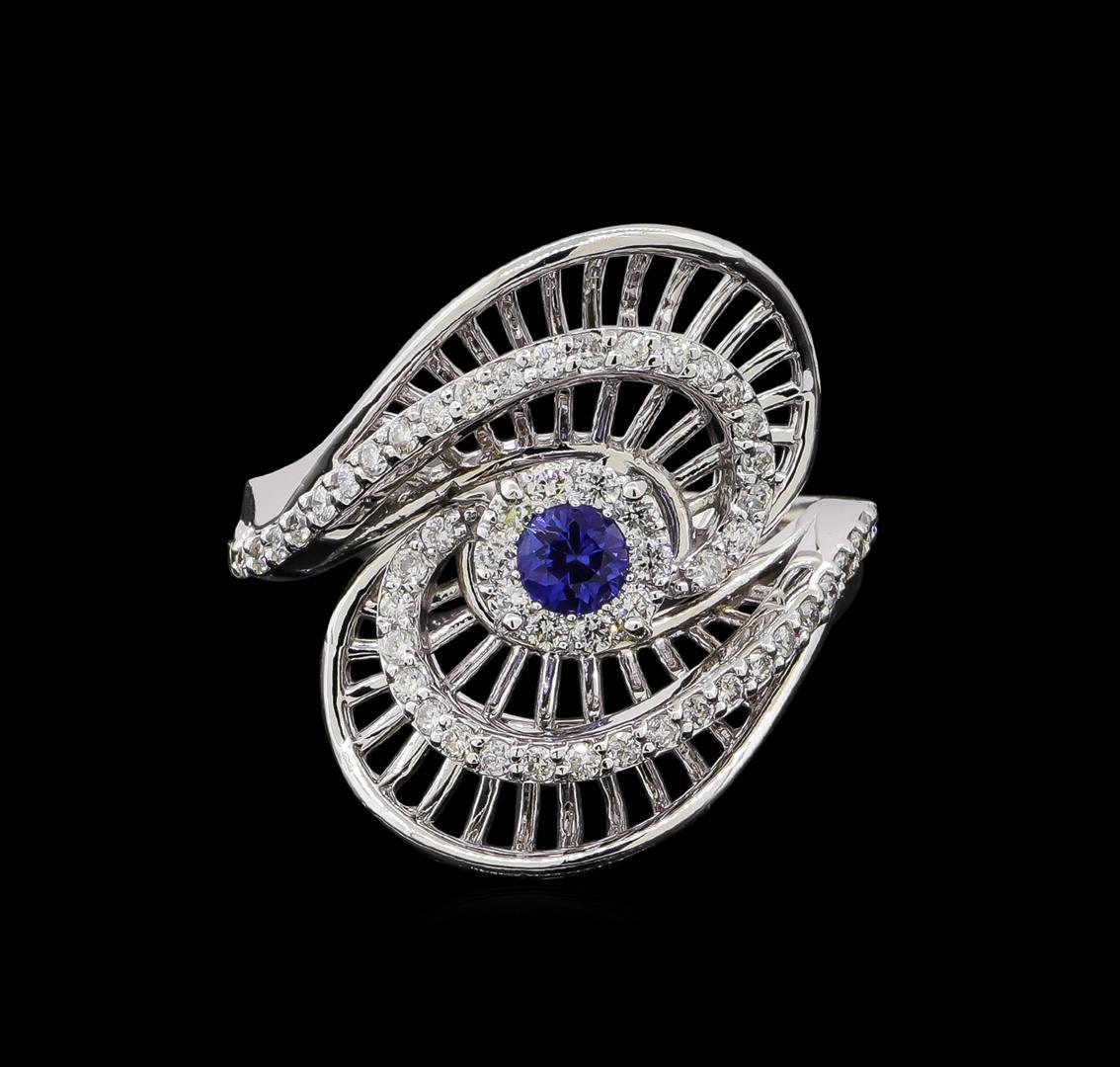 0.27 ctw Sapphire and Diamond Ring - 14KT White Gold