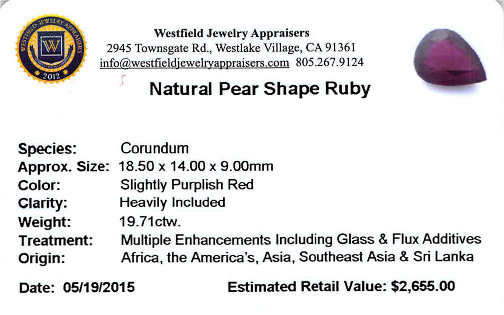 19.71 ctw Pear Ruby Parcel
