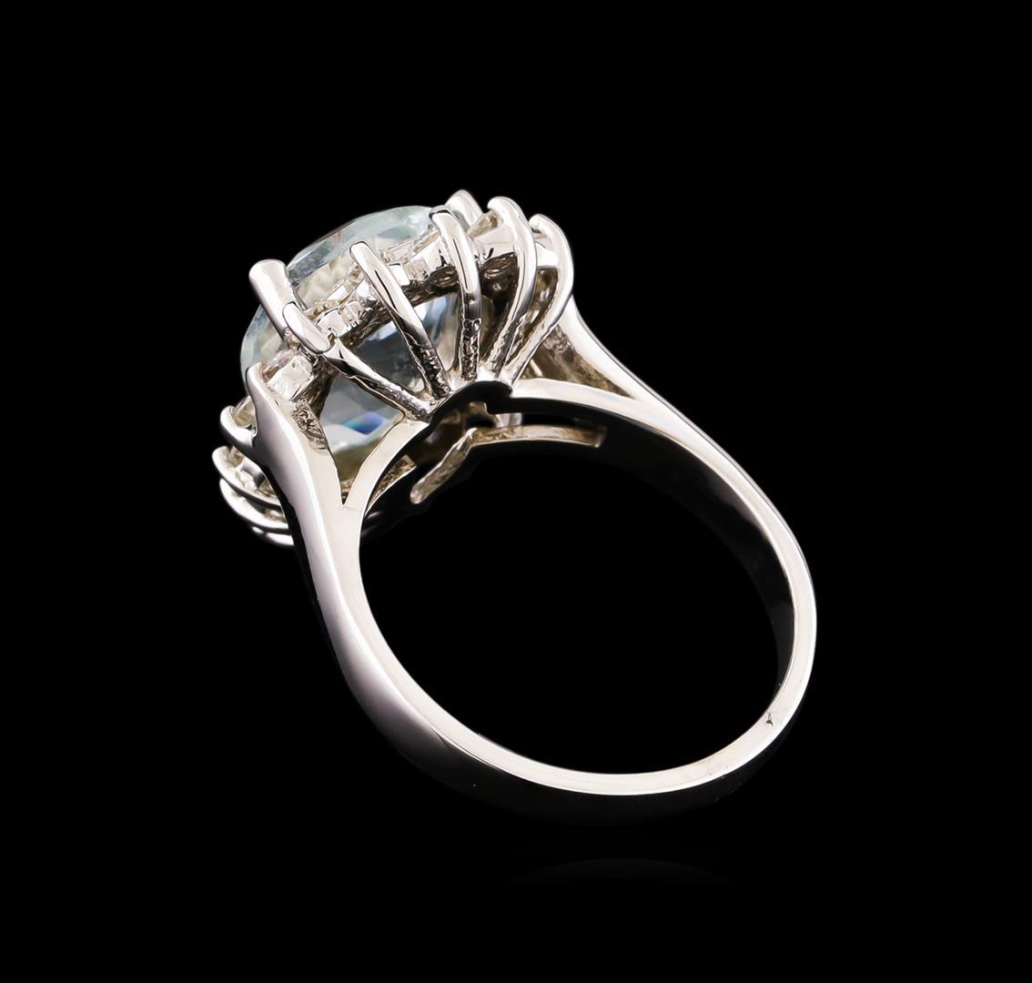 4.48 ctw Aquamarine and Diamond Ring - 14KT White Gold