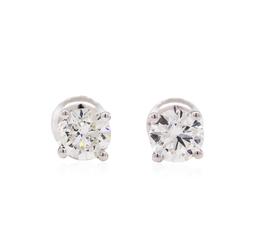 1.00 ctw Diamond Stud Earrings - 14KT White Gold