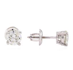 1.00 ctw Diamond Stud Earrings - 14KT White Gold