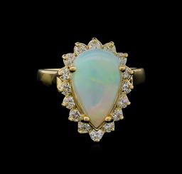 1.00 ctw Opal and Diamond Ring - 14KT Yellow Gold