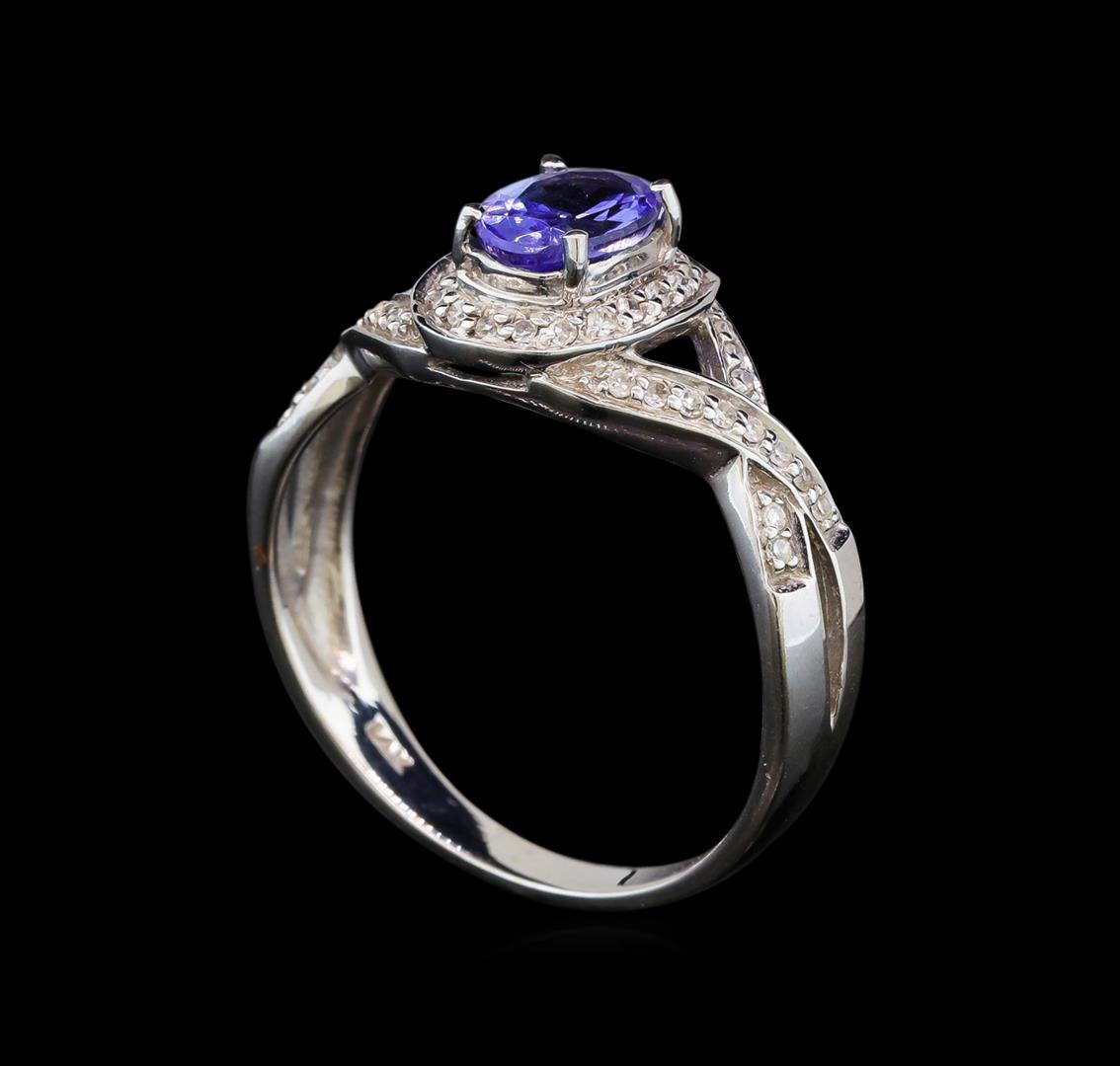 14KT White Gold 0.93 ctw Tanzanite and Diamond Ring