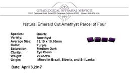 22.45 ctw. Natural Emerald Cut Amethyst Parcel of Four