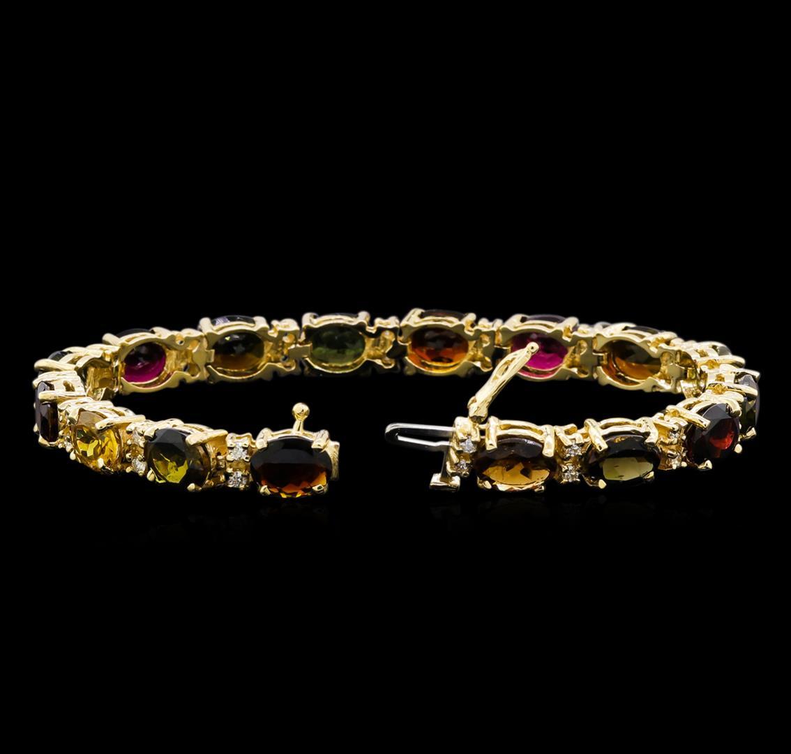 25.05 ctw Tourmaline and Diamond Bracelet - 14KT Yellow Gold