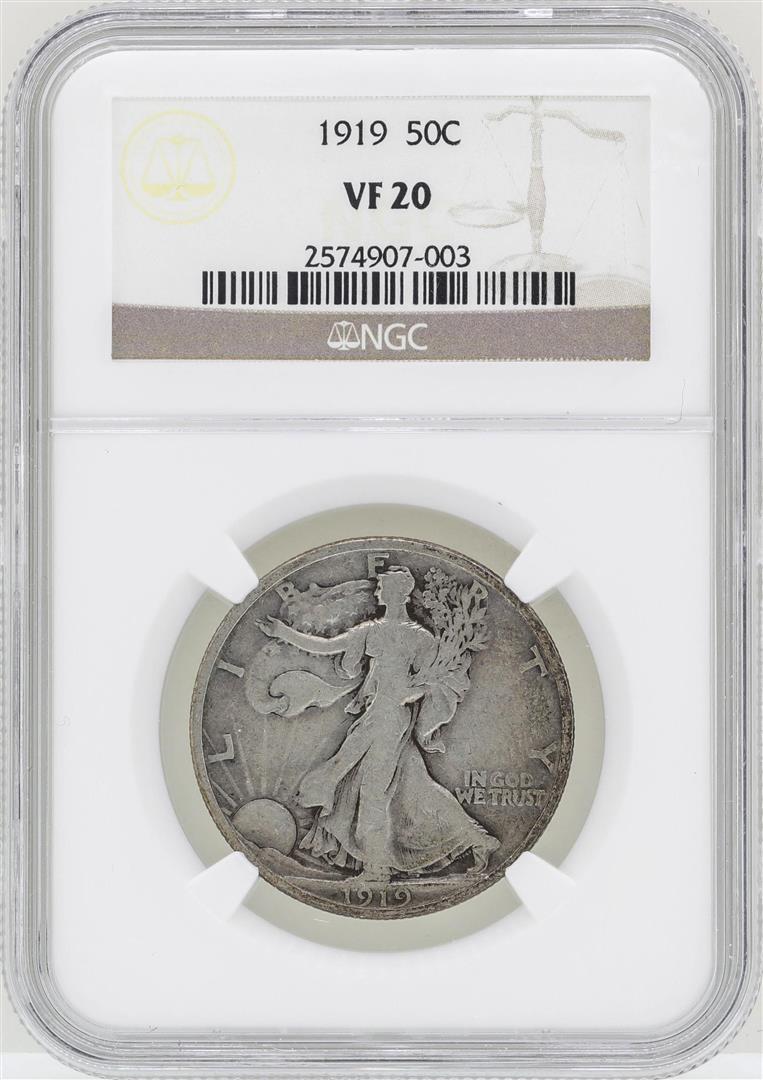1919 Walking Liberty Half Dollar Coin NGC VF20