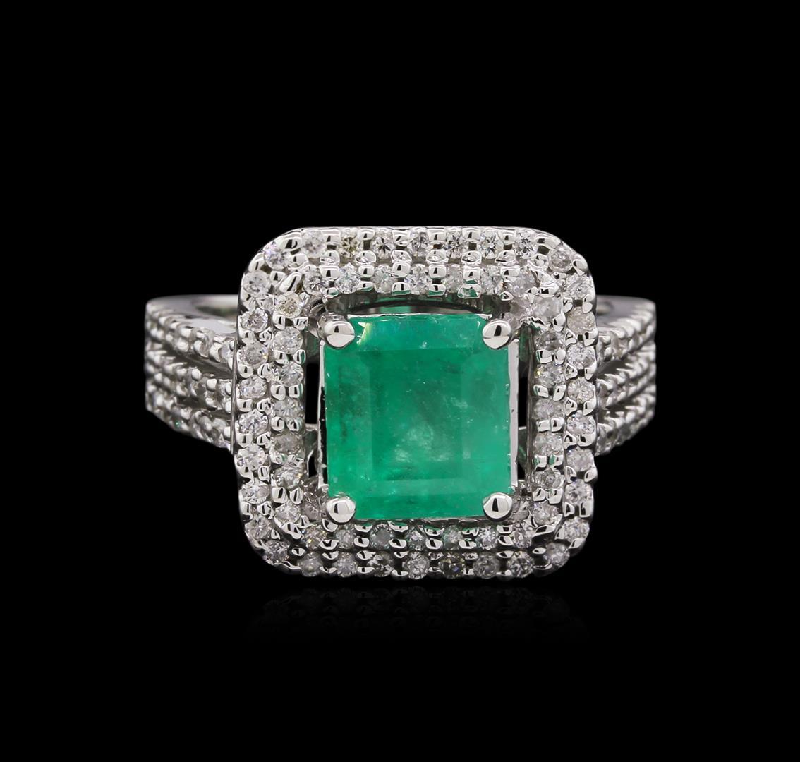 1.48 ctw Emerald and Diamond Ring - 14KT White Gold