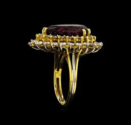 9.50 ctw Garnet and Diamond Ring - 18KT Two-Tone Gold