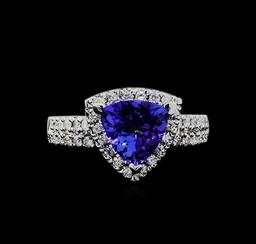 1.90 ctw Tanzanite and Diamond Ring - 14KT White Gold