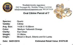 31.08 ctw Oval Mixed Citrine Quartz Parcel