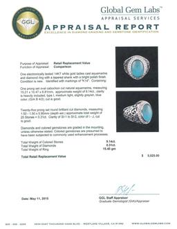14KT White Gold 9.14 ctw Aquamarine and Diamond Ring