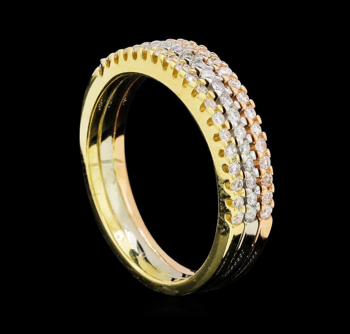 0.70 ctw Diamond Ring - 14KT Rose, White and Yellow Gold