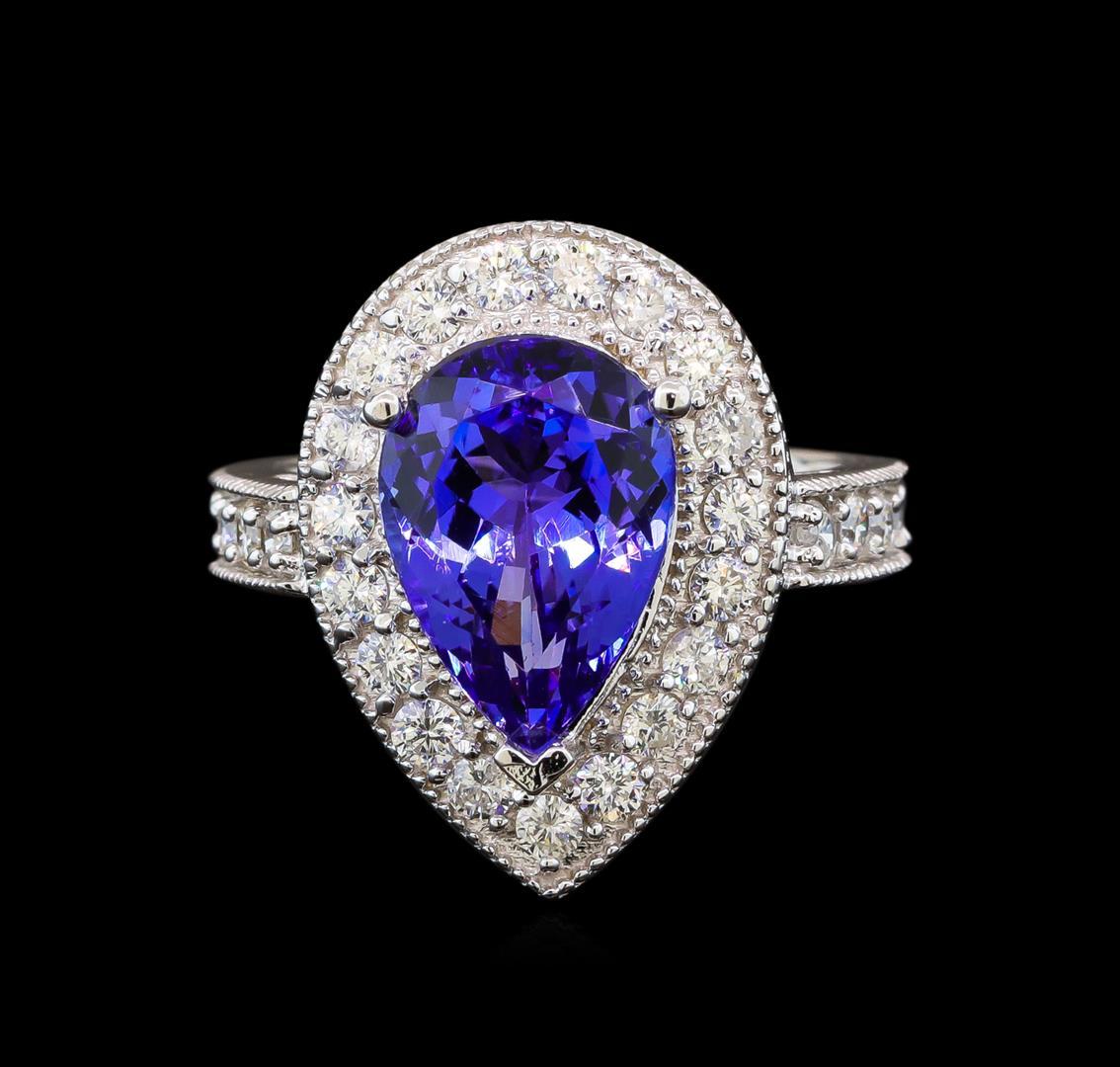 14KT White Gold 4.26 ctw Tanzanite and Diamond Ring