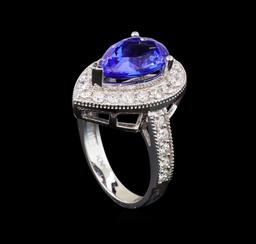 14KT White Gold 4.26 ctw Tanzanite and Diamond Ring