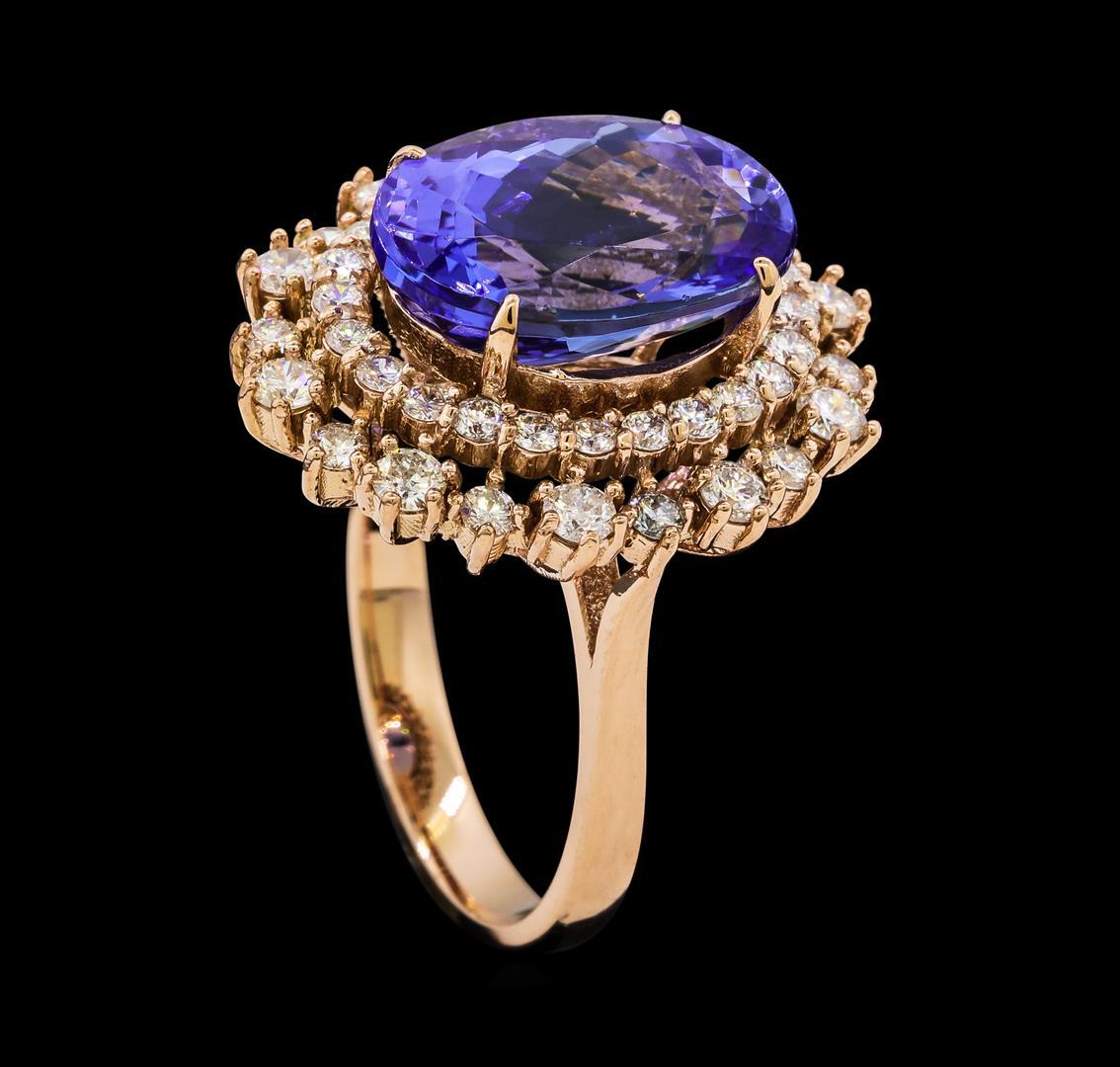 7.22 ctw Tanzanite and Diamond Ring - 14KT Rose Gold