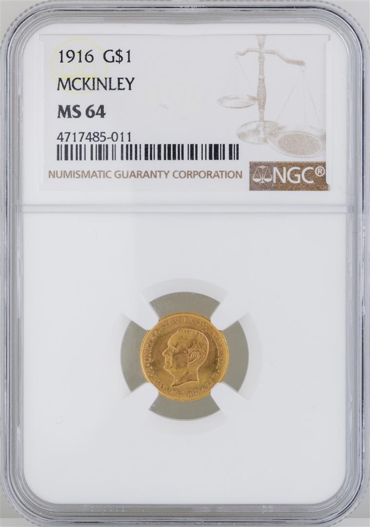 1916 $1 McKinley Gold Coin NGC MS64