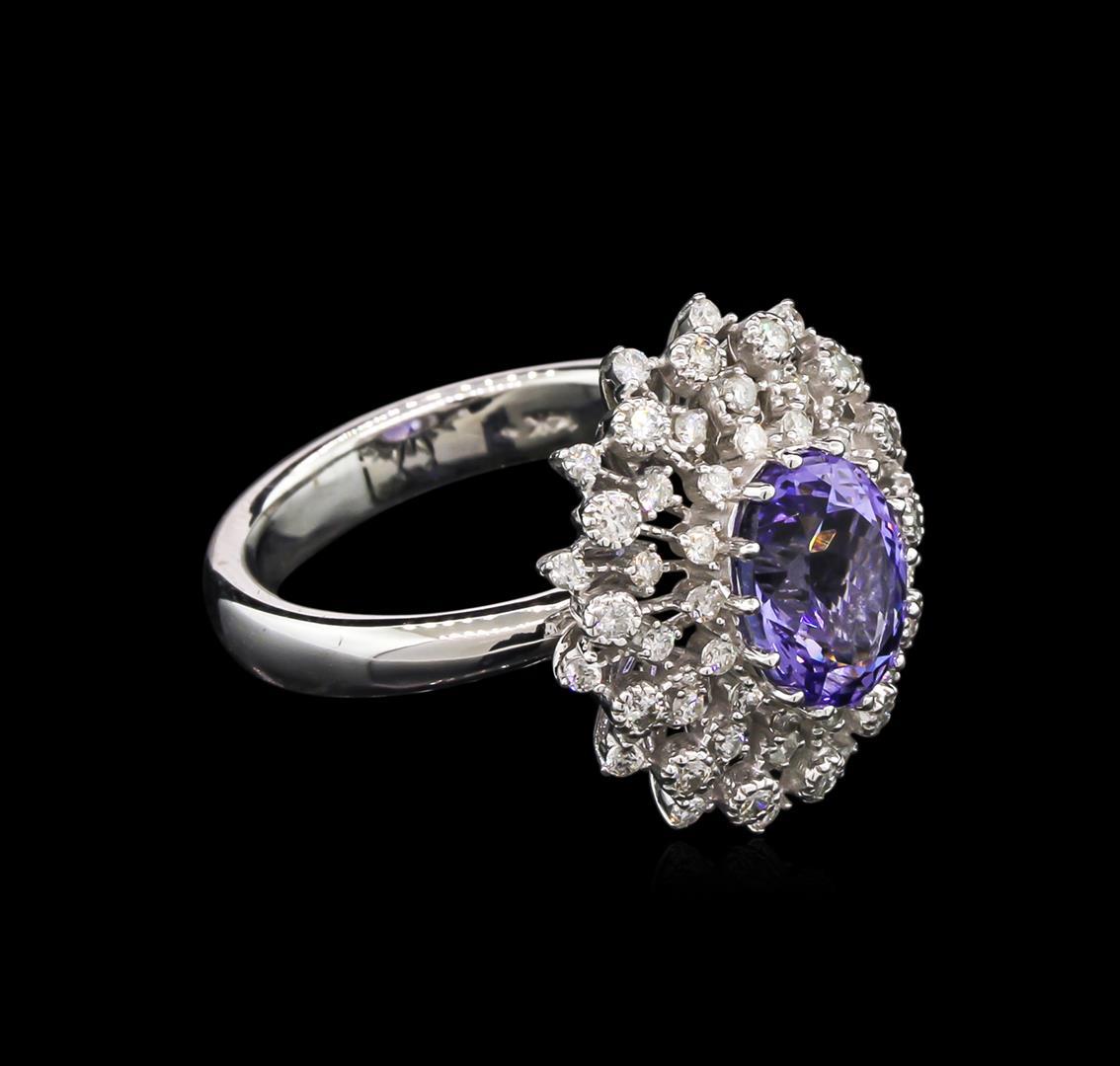 2.18 ctw Tanzanite and Diamond Ring - 14KT White Gold