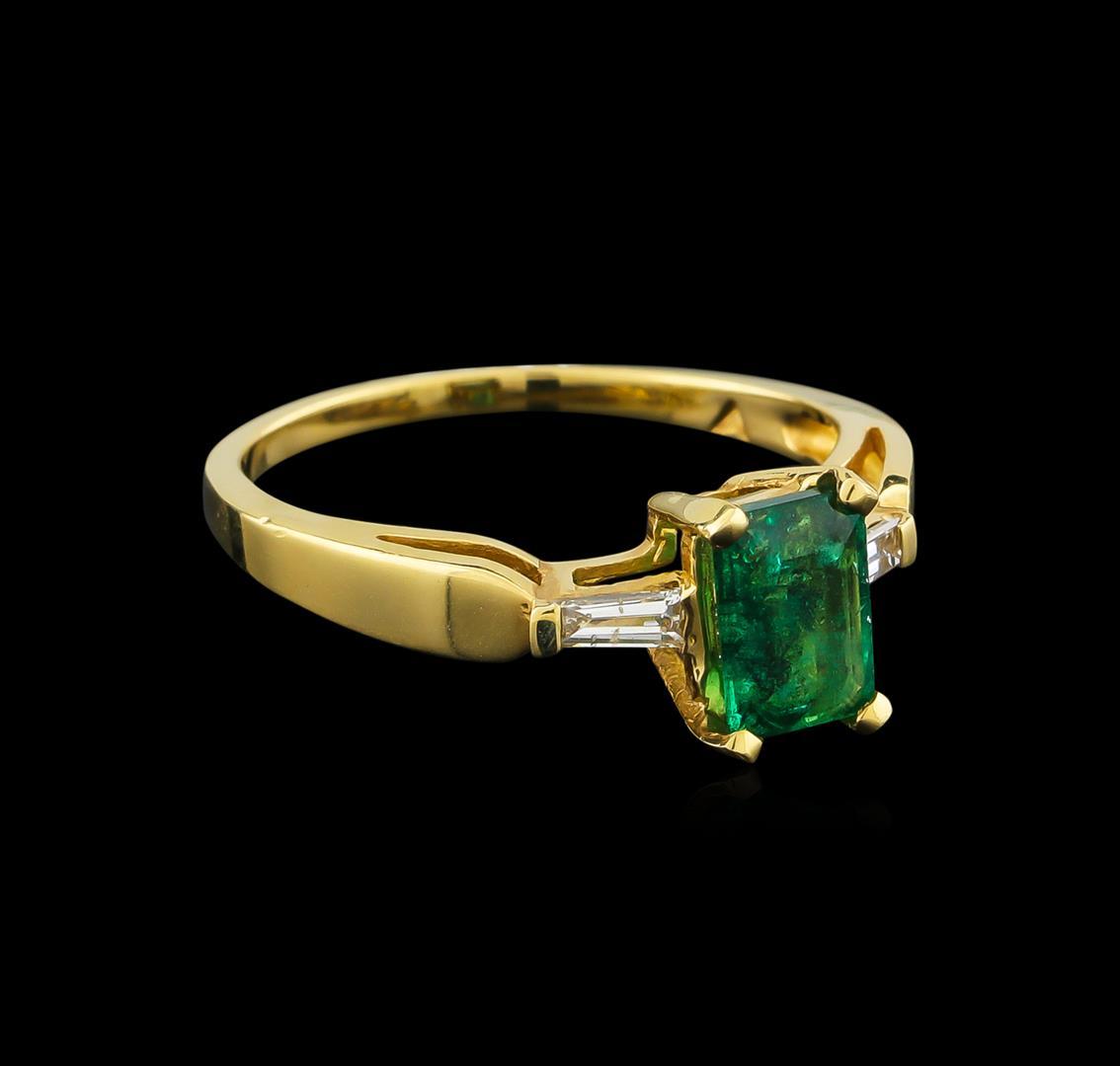 0.80 ctw Emerald and Diamond Ring - 14KT Yellow Gold