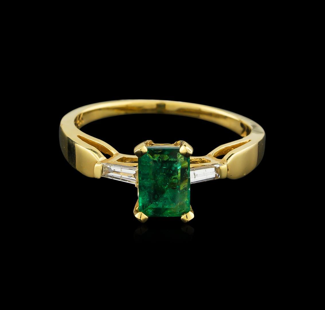 0.80 ctw Emerald and Diamond Ring - 14KT Yellow Gold