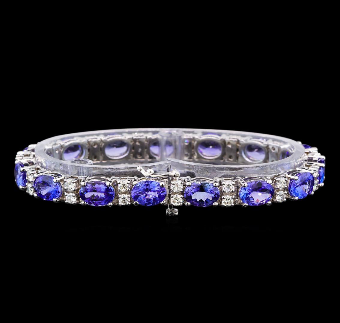 14KT White Gold 17.85 ctw Tanzanite and Diamond Bracelet