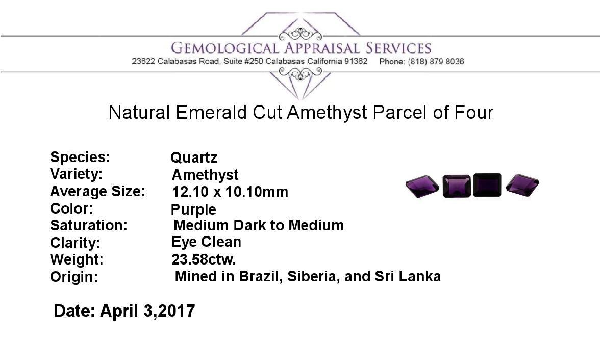 23.58 ctw. Natural Emerald Cut Amethyst Parcel of Four