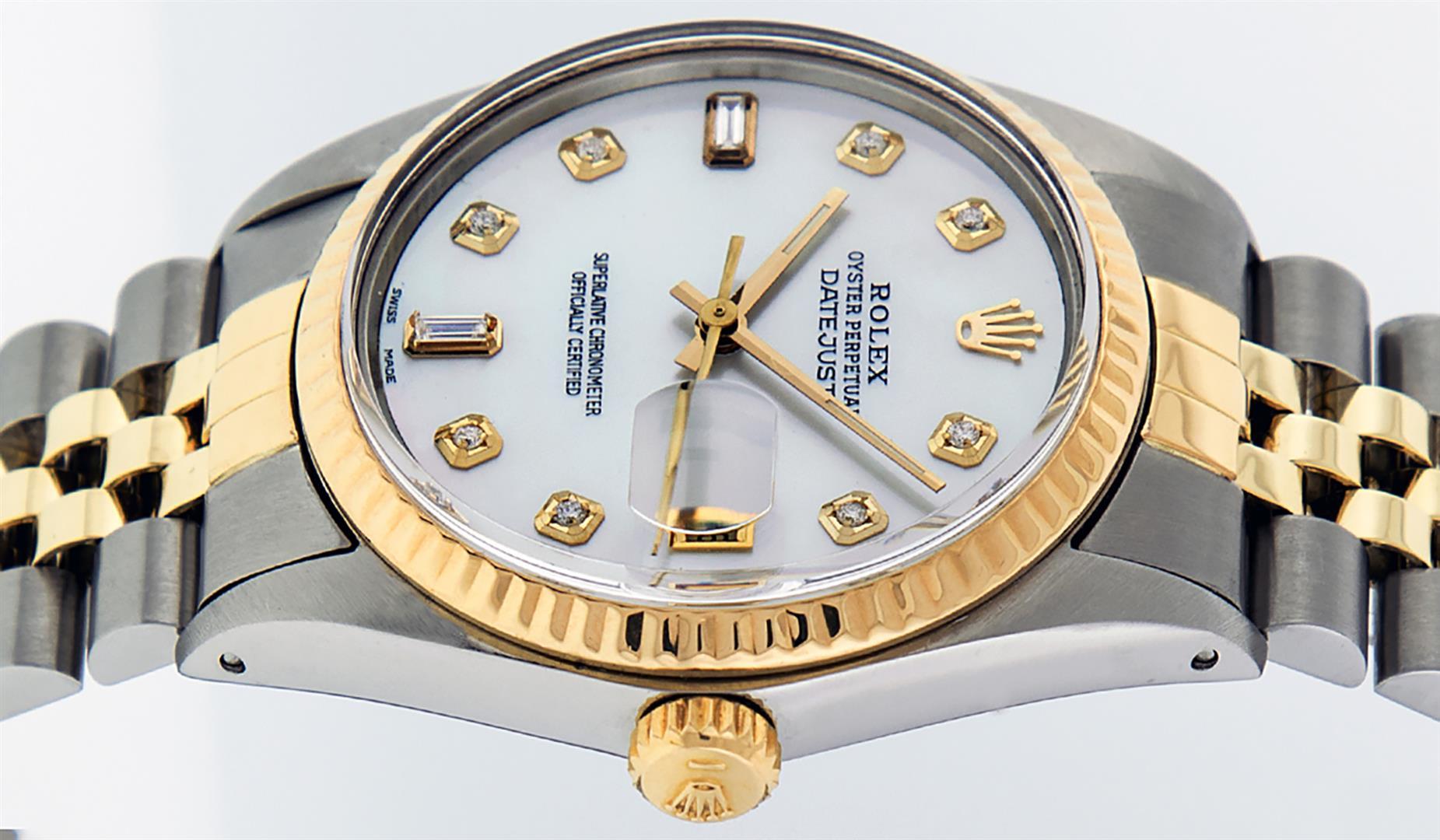 Rolex Mens 2 Tone 14K MOP Diamond 36MM Datejust Wristwatch