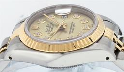 Rolex Ladies 2 Tone 14K Champagne Diamond 26MM Datejust Wristwatch