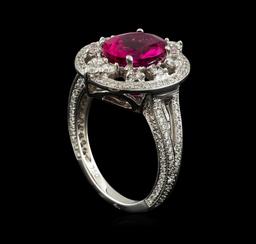 2.20 ctw Rubellite and Diamond Ring - 18KT White Gold