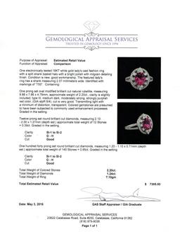 2.20 ctw Rubellite and Diamond Ring - 18KT White Gold