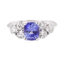 2.87 ctw Sapphire And Diamond Ring - 14KT White Gold