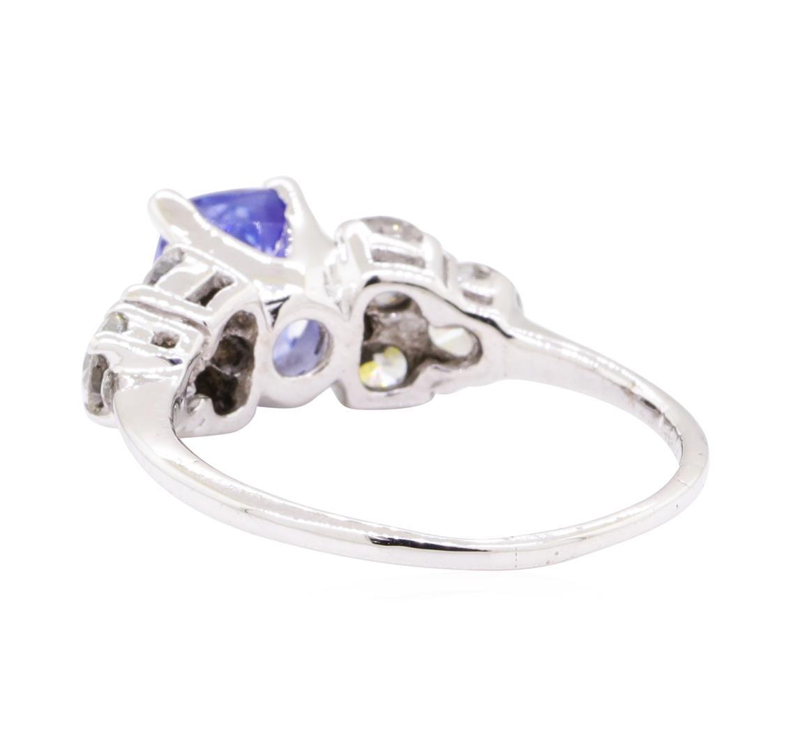 2.87 ctw Sapphire And Diamond Ring - 14KT White Gold