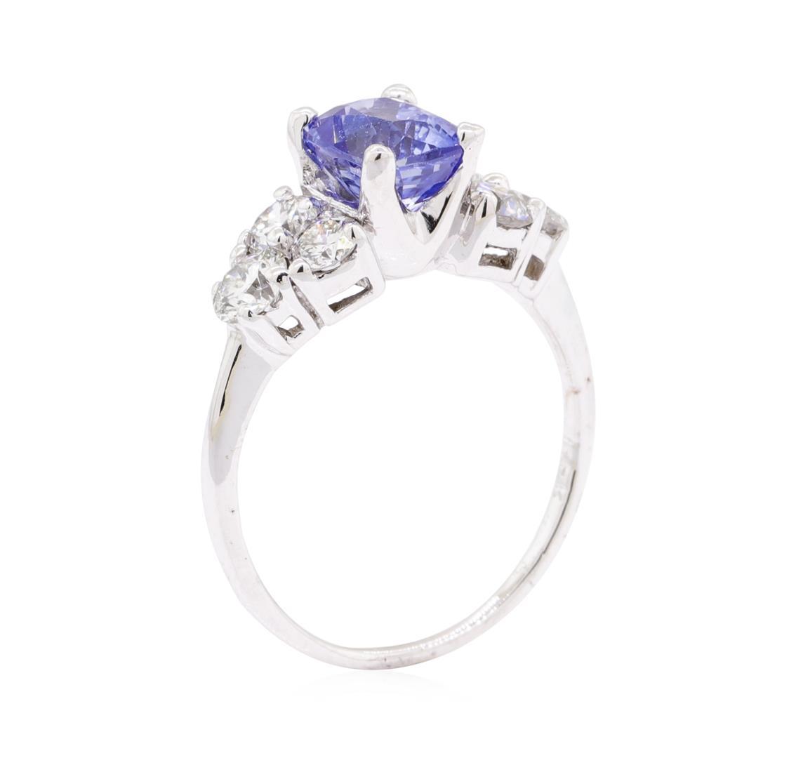 2.87 ctw Sapphire And Diamond Ring - 14KT White Gold